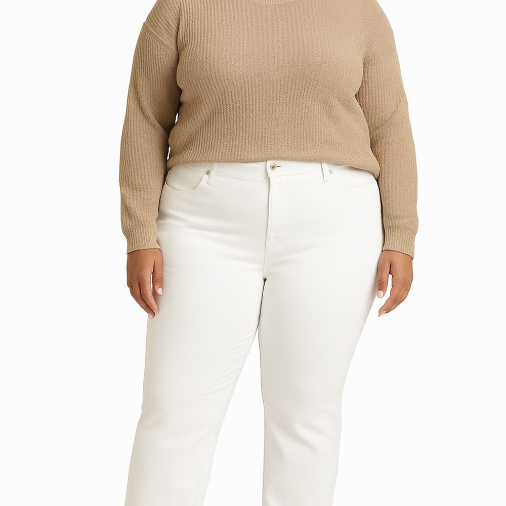 Style & Co Women’s White Wide Leg Pants Casual Denim Style Size 24W